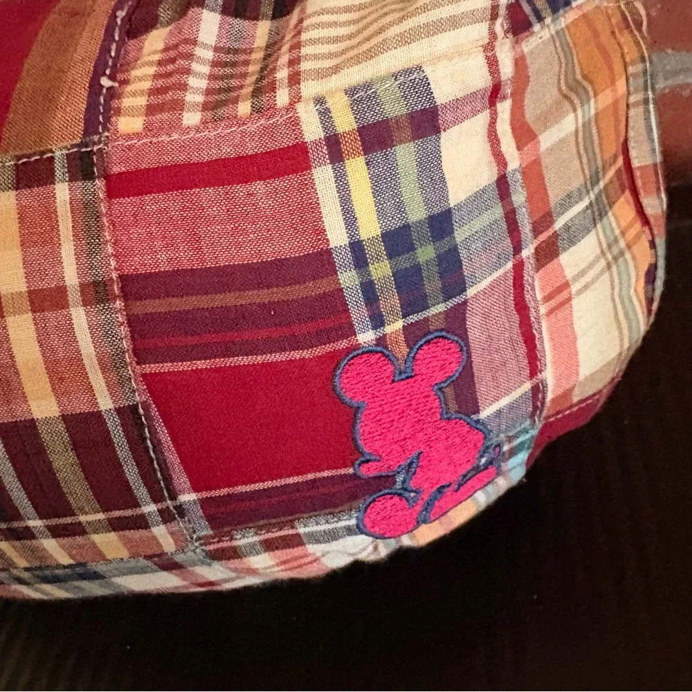 Disney Parks Vintage Hobo Madras Plaid Embroidered Mickey Preppy Bag/Wallet